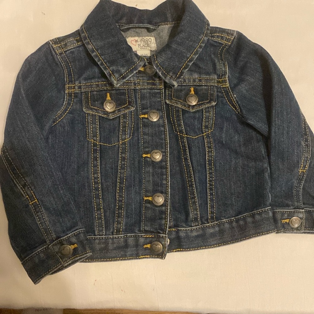 est 1989 Toddler Jean Jacket Size 18-24 months hearts on buttons, button closure
